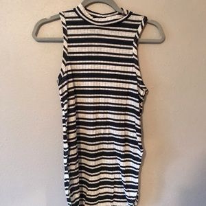 Long Blue and white striped tank top